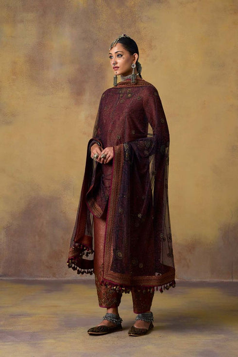 Goonj black ajrakh tulle heavy dupatta