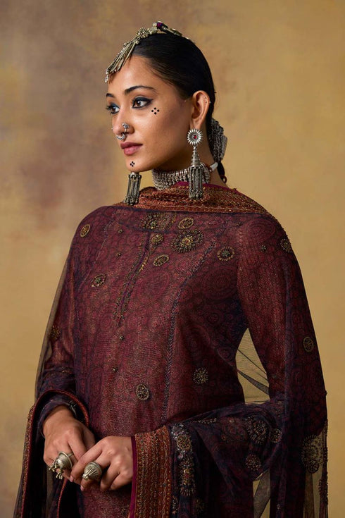 Goonj black ajrakh tulle heavy dupatta