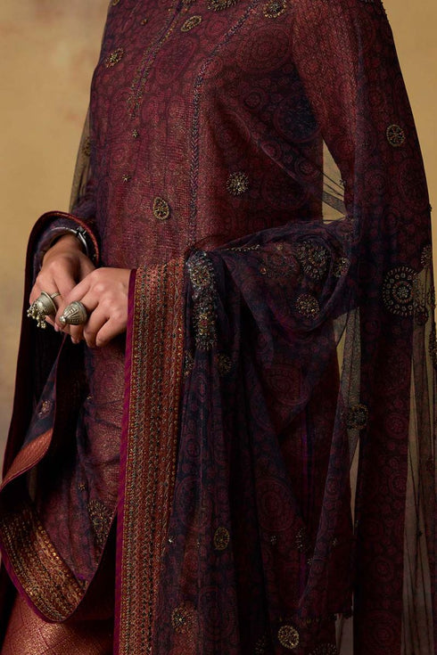 Goonj black ajrakh tulle heavy dupatta