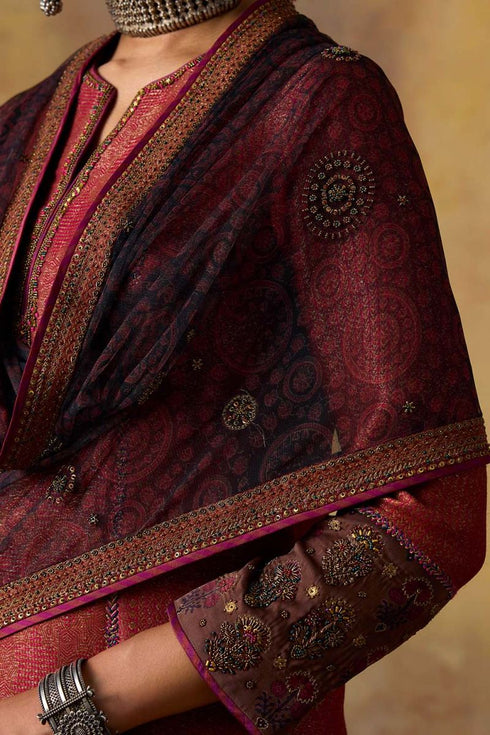 Goonj black ajrakh tulle stole