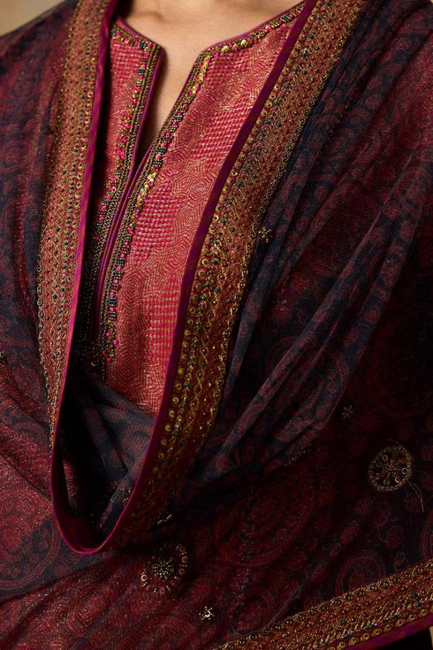 Goonj black ajrakh tulle stole