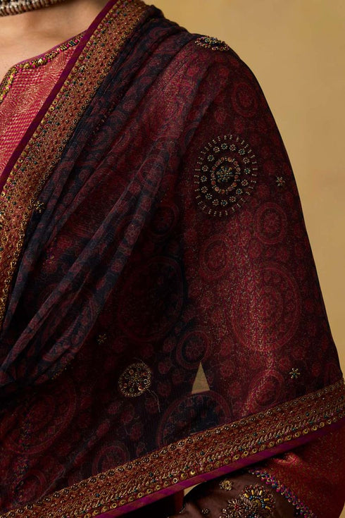 Goonj black ajrakh tulle stole