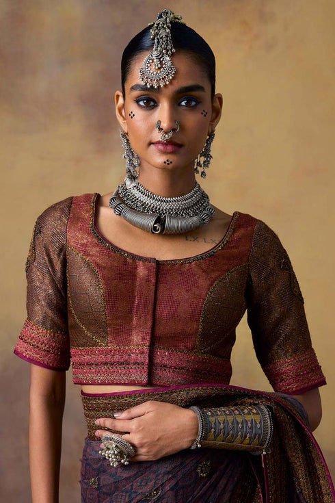 Goonj black brocade blouse