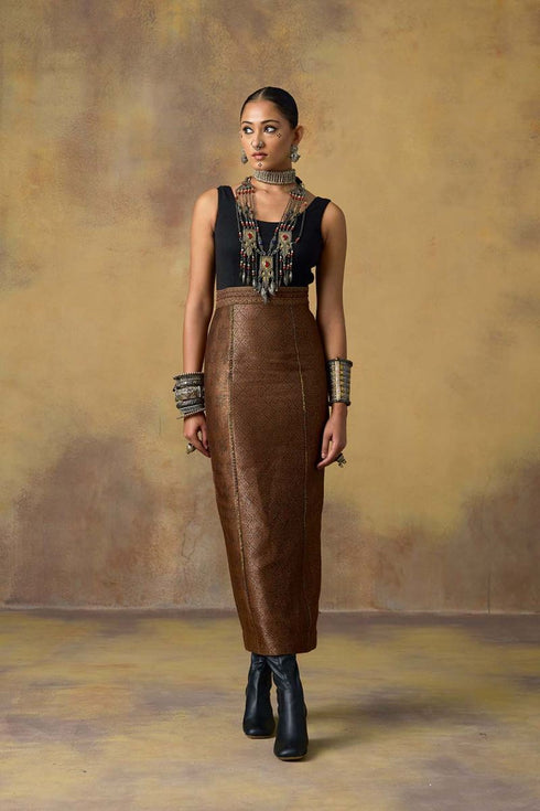 Goonj black brocade dress