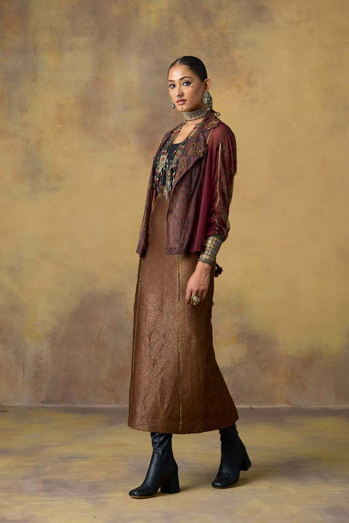 Goonj black brocade dress