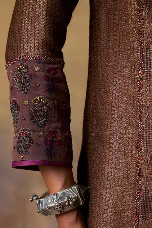 Goonj black brocade short kurta