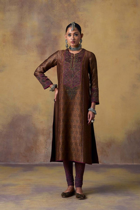 Goonj black brocade yoke phiran