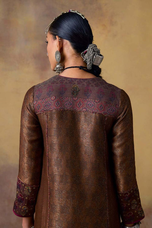 Goonj black brocade yoke phiran