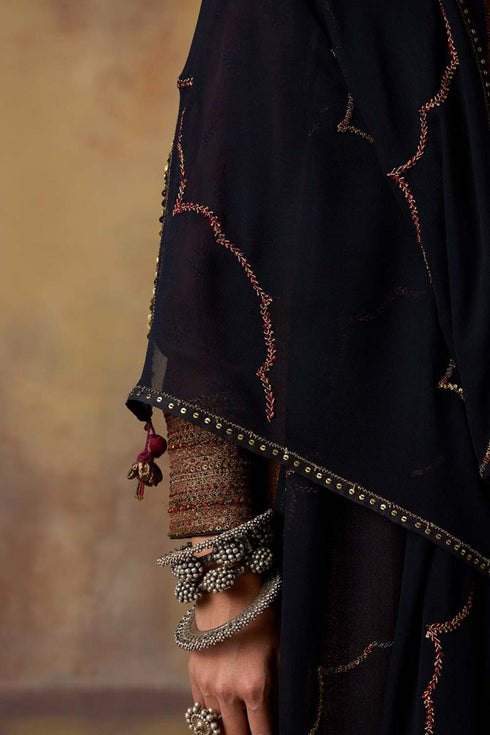 Goonj black georgette stole