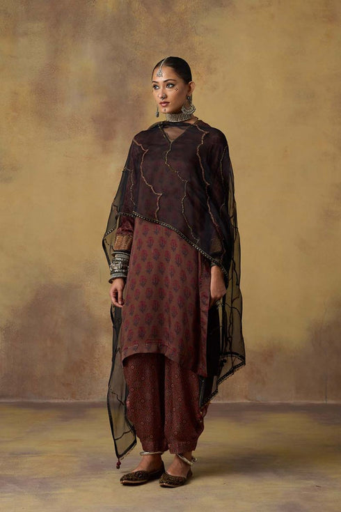 Goonj black organza stole