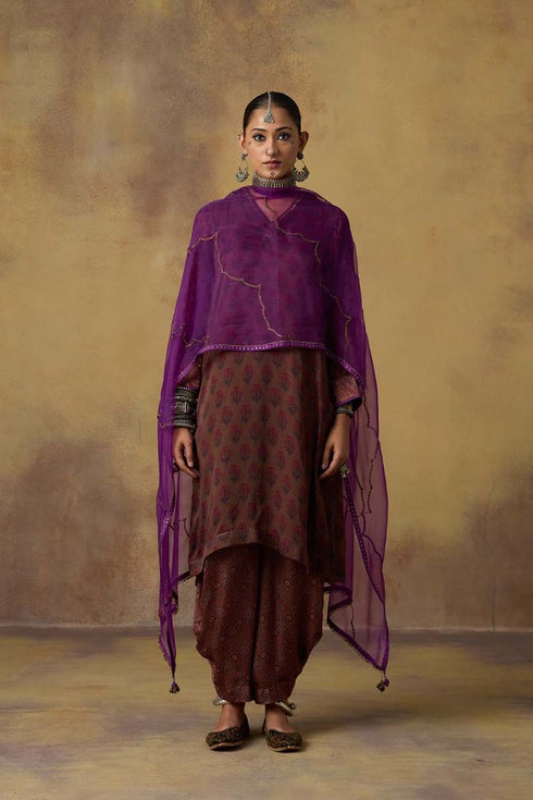 Goonj maroon ajrakh cowl salwar