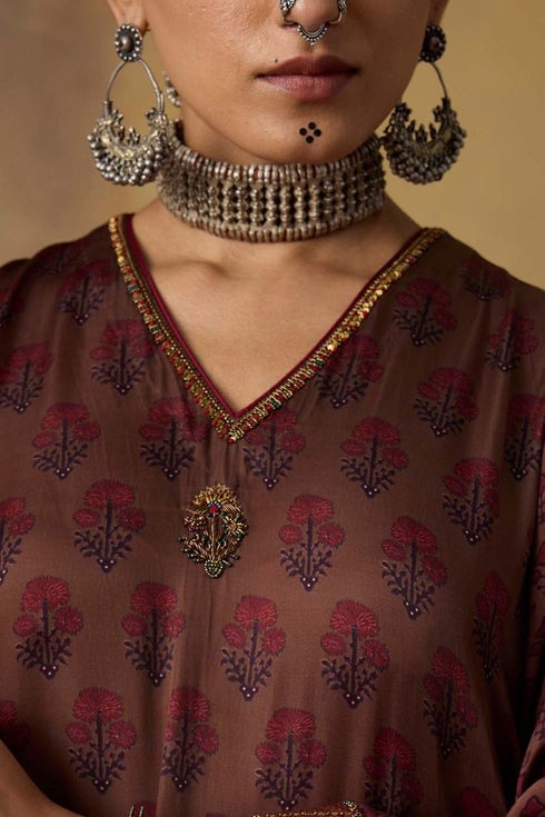Goonj maroon ajrakh kurta