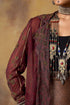 Goonj maroon ajrakh tulle blazer