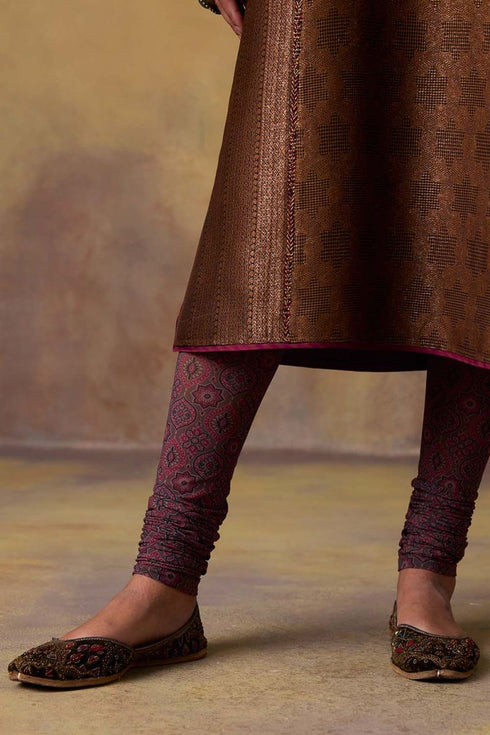 Goonj maroon ajrakh tulle churidar