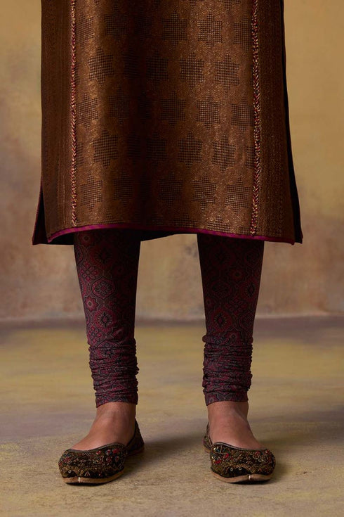 Goonj maroon ajrakh tulle churidar