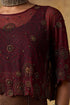 Goonj maroon ajrakh tulle crop top