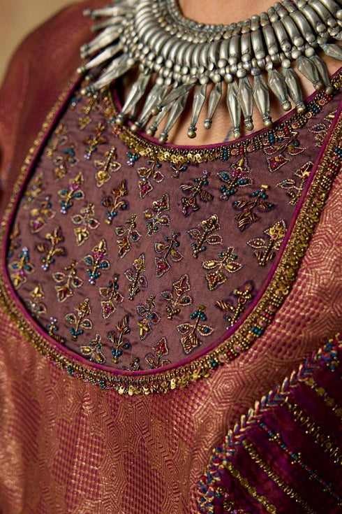 Goonj maroon brocade anarkali