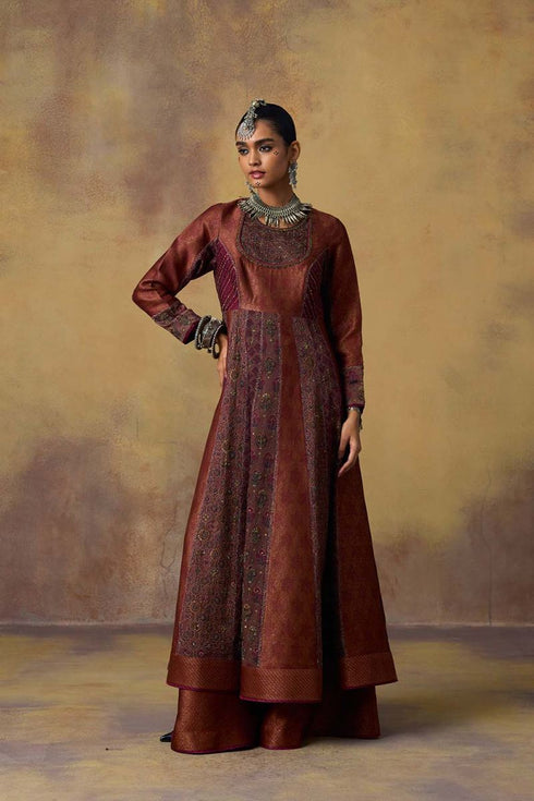 Goonj maroon brocade ijar