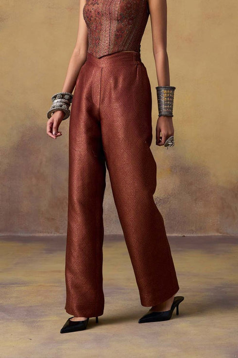 Goonj maroon brocade pants