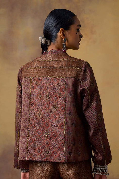 Goonj maroon silk blazer