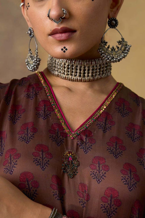 Goonj pink ajrakh kurta