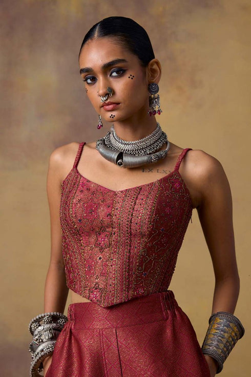 Goonj pink brocade corset