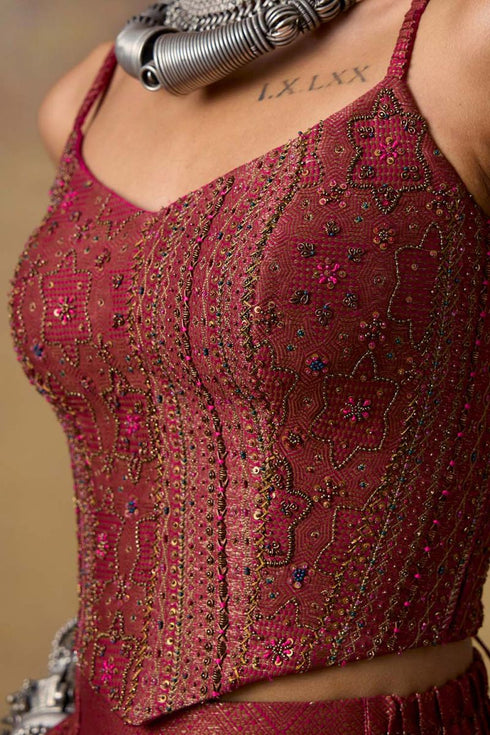Goonj pink brocade corset