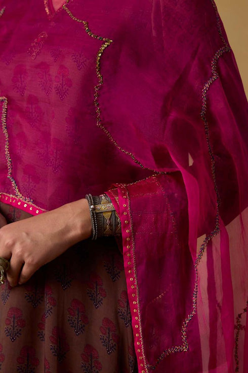 Goonj pink organza stole