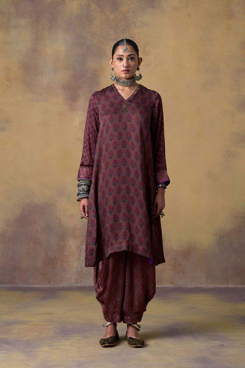 Goonj purple ajrakh kurta