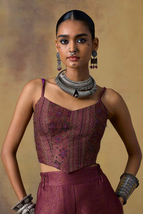 Goonj purple brocade corset