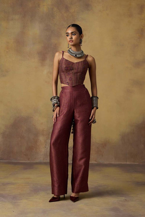 Goonj purple brocade pants