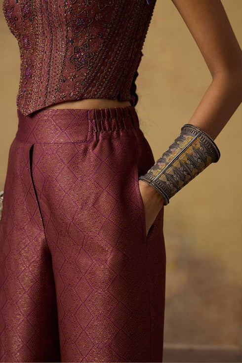 Goonj purple brocade pants