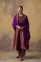 Goonj purple brocade yoke phiran