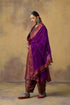 Goonj purple georgette dupatta with embroidered border