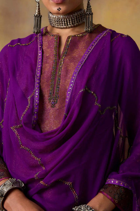 Goonj purple georgette stole