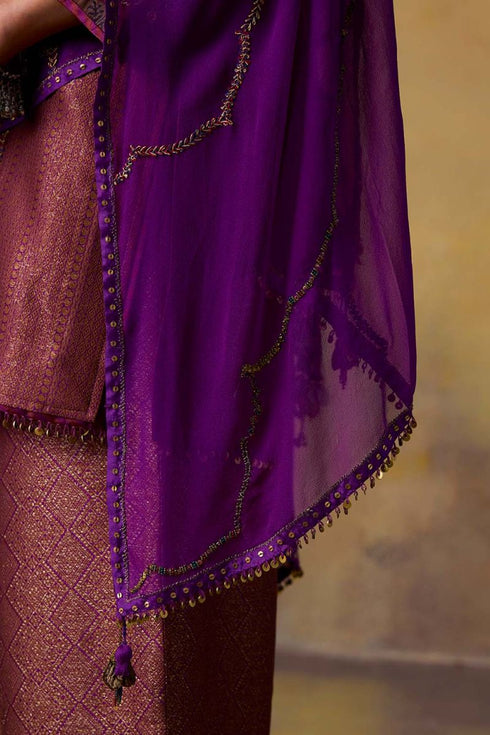 Goonj purple georgette stole