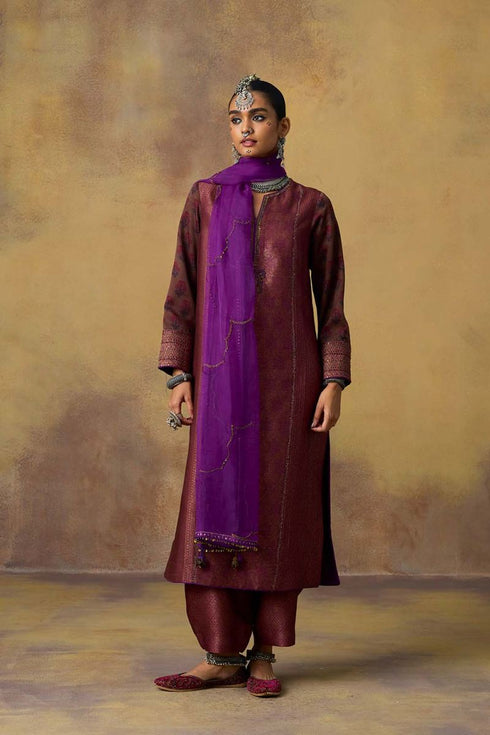 Goonj purple organza stole