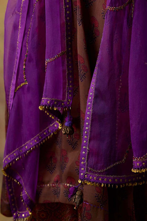 Goonj purple organza stole