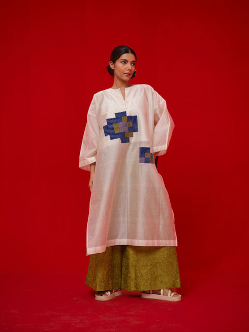 Grace ivory and blue tunic