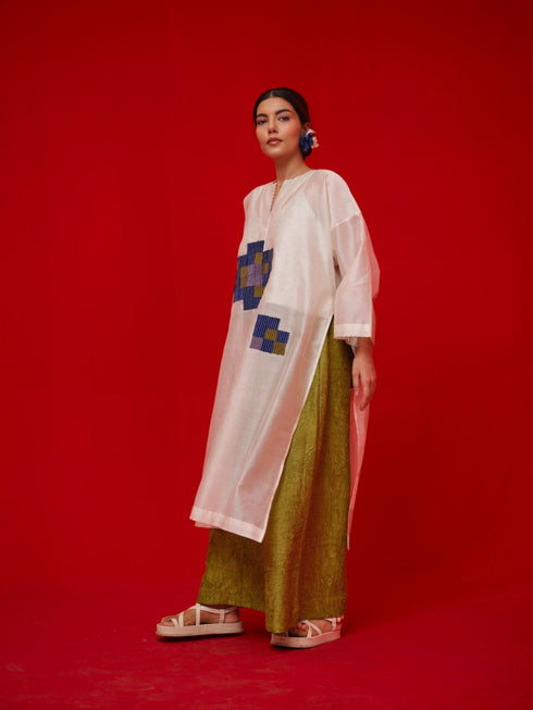 Grace ivory and blue tunic