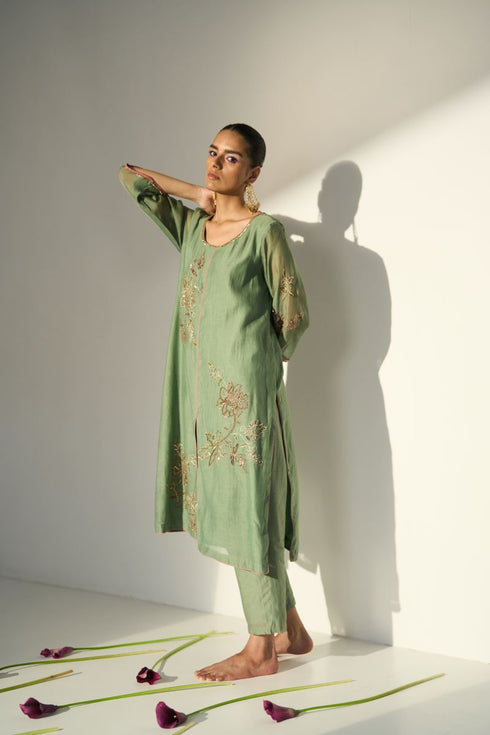 Green balori kurta with pants