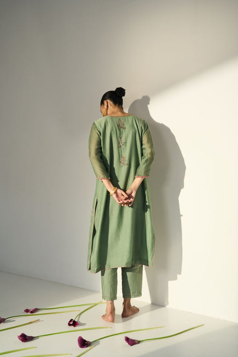Green balori kurta with pants