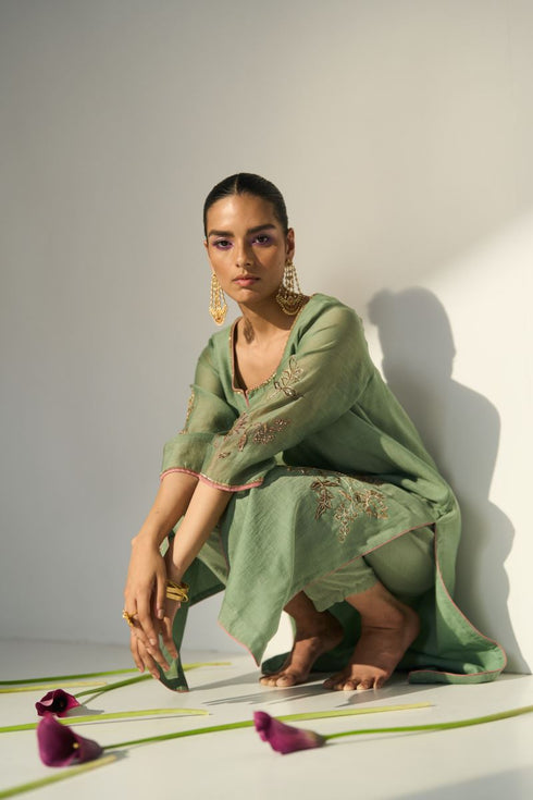 Green balori kurta with pants