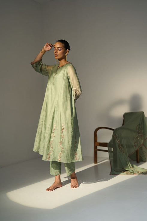 Green husna kurta with pants