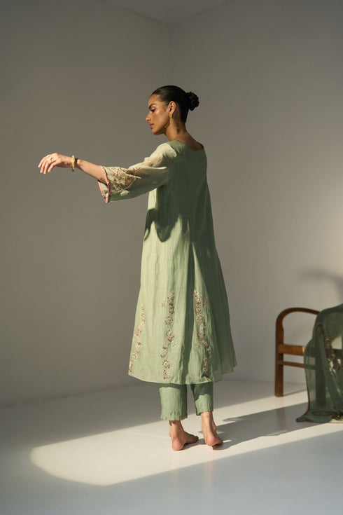 Green husna kurta with pants