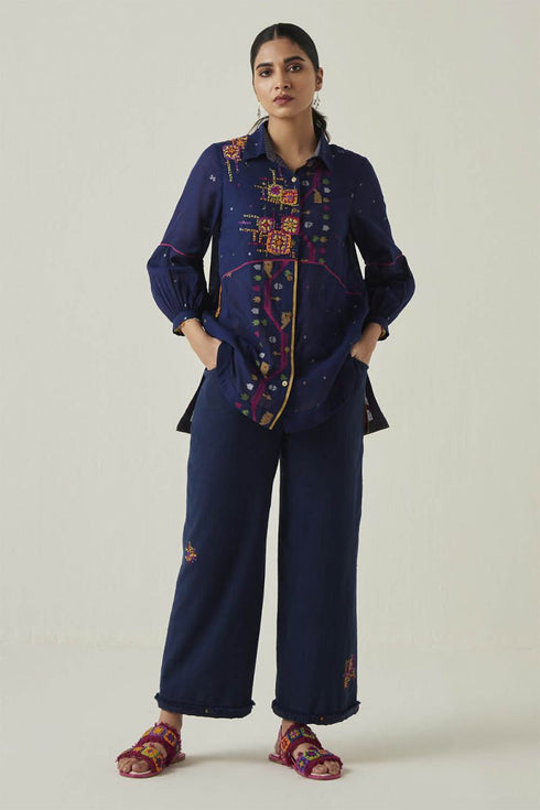 Gulzaar blue frayed pants