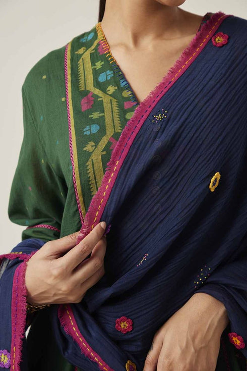 Gulzaar blue frayed stole