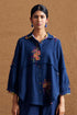 Gulzaar blue high low shirt