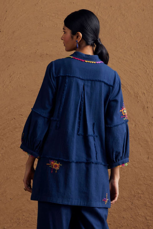 Gulzaar blue high low shirt