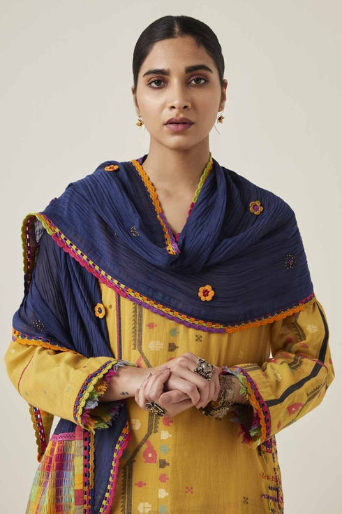 Gulzaar blue lace stole